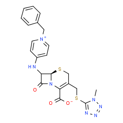 ChemSpider 2D Image | 7-(1-Benzylpyridinium-4-yl)amino-3-(((1-methyl-1H-tetrazol-5-yl)thio)methyl)ceph-3-em-4-carboxylate | C22H21N7O3S2