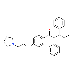 ChemSpider 2D Image | 2,3-Diphenyl-1-{4-[2-(1-pyrrolidinyl)ethoxy]phenyl}-1-pentanone | C29H33NO2