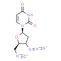ChemSpider 2D Image | 1-[(3xi)-3-Azido-2,3,5-trideoxy-5-isocyano-beta-D-glycero-pentofuranosyl]-2,4(1H,3H)-pyrimidinedione | C10H10N6O3