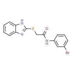 ChemSpider 2D Image | 2-(1H-Benzimidazol-2-ylsulfanyl)-N-(3-bromophenyl)acetamide | C15H12BrN3OS