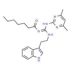 ChemSpider 2D Image | (Z)-N-((2-(1H-indol-3-yl)ethylamino)(4,6-dimethylpyrimidin-2-ylamino)methylene)heptanamide | C24H32N6O