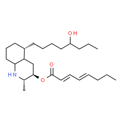 ChemSpider 2D Image | (2S,3R,5S)-5-(5-Hydroxyoctyl)-2-methyldecahydro-3-quinolinyl (2E,4E)-2,4-octadienoate | C26H45NO3