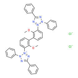 ChemSpider 2D Image | 3,3'-(2,2'-Dimethoxy-3,3'-biphenyldiyl)bis(2,5-diphenyl-2H-tetrazol-3-ium) dichloride | C40H32Cl2N8O2