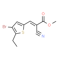 ChemSpider 2D Image | Methyl (2E)-3-(4-bromo-5-ethyl-2-thienyl)-2-cyanoacrylate | C11H10BrNO2S