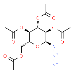 ChemSpider 2D Image | (2R,3R,4S,5R,6S)-2-(Acetoxymethyl)-6-azidotetrahydro-2H-pyran-3,4,5-triyl triacetate | C14H20N3O9