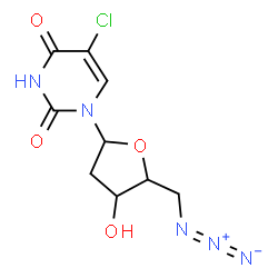 ChemSpider 2D Image | 1-(5-Azido-2,5-dideoxypentofuranosyl)-5-chloro-2,4(1H,3H)-pyrimidinedione | C9H10ClN5O4