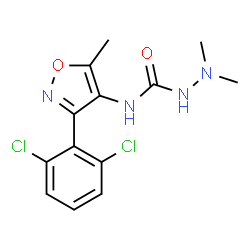 ChemSpider 2D Image | N-[3-(2,6-Dichlorophenyl)-5-methyl-1,2-oxazol-4-yl]-2,2-dimethylhydrazinecarboxamide | C13H14Cl2N4O2