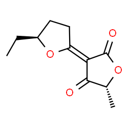 ChemSpider 2D Image | (5R)-3-((5S)-5-Ethyldihydro-2(3H)-furanylidene)-5-methyl-2,4(3H,5H)-furandione | C11H14O4