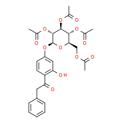 ChemSpider 2D Image | 3-Hydroxy-4-(phenylacetyl)phenyl 2,3,4,6-tetra-O-acetyl-beta-D-glucopyranoside | C28H30O12