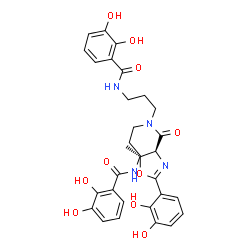 ChemSpider 2D Image | (4S,5R)-N,N-Bis{3-[(2,3-dihydroxybenzoyl)amino]propyl}-2-(2,3-dihydroxyphenyl)-5-methyl-4,5-dihydro-1,3-oxazole-4-carboxamide | C31H34N4O10