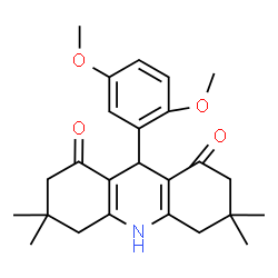 ChemSpider 2D Image | 9-(2,5-Dimethoxyphenyl)-3,3,6,6-tetramethyl-3,4,6,7,9,10-hexahydro-1,8(2H,5H)-acridinedione | C25H31NO4