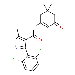 ChemSpider 2D Image | 5,5-dimethyl-3-oxocyclohex-1-enyl 3-(2,6-dichlorophenyl)-5-methylisoxazole-4-carboxylate | C19H17Cl2NO4