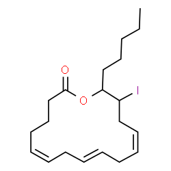 ChemSpider 2D Image | Oxacyclohexadeca-6,9,12-trien-2-one, 15-iodo-16-pentyl- | C20H31IO2