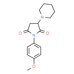 ChemSpider 2D Image | 1-(4-methoxyphenyl)-3-piperidinopyrrolidine-2,5-dione | C16H20N2O3
