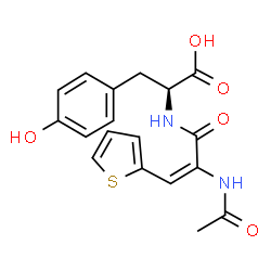 ChemSpider 2D Image | N-[(2E)-2-Acetamido-3-(2-thienyl)-2-propenoyl]-L-tyrosine | C18H18N2O5S
