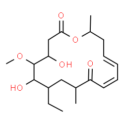ChemSpider 2D Image | Oxacyclohexadeca-11,13-diene-2,10-dione, 7-ethyl-4,6-dihydroxy-5-methoxy-9,16-dimethyl- | C20H32O6