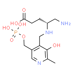 ChemSpider 2D Image | (4R)-5-Amino-4-[({3-hydroxy-2-methyl-5-[(phosphonooxy)methyl]-4-pyridinyl}methyl)amino]pentanoic acid | C13H22N3O7P