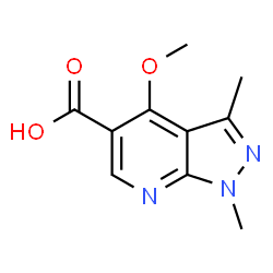 ChemSpider 2D Image | 1,3-Dimethyl-4-methoxypyrazolo[3,4-b]pyridine-5-carboxylic acid | C10H11N3O3