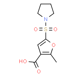 ChemSpider 2D Image | 2-Methyl-5-(1-pyrrolidinylsulfonyl)-3-furoic acid | C10H13NO5S