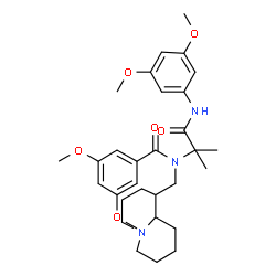 ChemSpider 2D Image | N-{1-[(3,5-Dimethoxyphenyl)amino]-2-methyl-1-oxo-2-propanyl}-3,5-dimethoxy-N-(octahydro-2H-quinolizin-1-ylmethyl)benzamide | C31H43N3O6