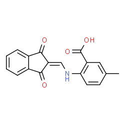 ChemSpider 2D Image | 2-{[(1,3-Dioxo-1,3-dihydro-2H-inden-2-ylidene)methyl]amino}-5-methylbenzoic acid | C18H13NO4