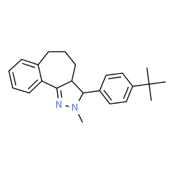 ChemSpider 2D Image | 2-Methyl-3-[4-(2-methyl-2-propanyl)phenyl]-2,3,3a,4,5,6-hexahydrobenzo[6,7]cyclohepta[1,2-c]pyrazole | C23H28N2