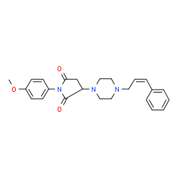 ChemSpider 2D Image | 1-(4-Methoxyphenyl)-3-{4-[(2Z)-3-phenyl-2-propen-1-yl]-1-piperazinyl}-2,5-pyrrolidinedione | C24H27N3O3