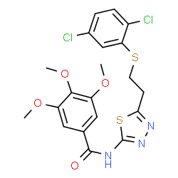 ChemSpider 2D Image | N-(5-{2-[(2,5-Dichlorophenyl)sulfanyl]ethyl}-1,3,4-thiadiazol-2-yl)-3,4,5-trimethoxybenzamide | C20H19Cl2N3O4S2
