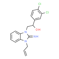 ChemSpider 2D Image | 2-(3-Allyl-2-imino-2,3-dihydro-1H-benzimidazol-1-yl)-1-(3,4-dichlorophenyl)ethanol | C18H17Cl2N3O