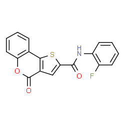 ChemSpider 2D Image | N-(2-Fluorophenyl)-4-oxo-4H-thieno[3,2-c]chromene-2-carboxamide | C18H10FNO3S