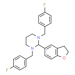 ChemSpider 2D Image | 2-(2,3-Dihydro-1-benzofuran-5-yl)-1,3-bis(4-fluorobenzyl)hexahydropyrimidine | C26H26F2N2O