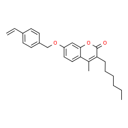 ChemSpider 2D Image | 3-Hexyl-4-methyl-7-[(4-vinylbenzyl)oxy]-2H-chromen-2-one | C25H28O3