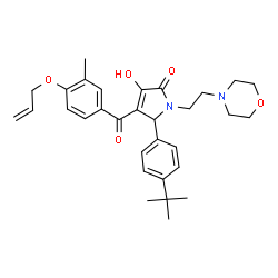 ChemSpider 2D Image | 4-[4-(Allyloxy)-3-methylbenzoyl]-3-hydroxy-5-[4-(2-methyl-2-propanyl)phenyl]-1-[2-(4-morpholinyl)ethyl]-1,5-dihydro-2H-pyrrol-2-one | C31H38N2O5