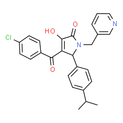 ChemSpider 2D Image | 4-(4-Chlorobenzoyl)-3-hydroxy-5-(4-isopropylphenyl)-1-(3-pyridinylmethyl)-1,5-dihydro-2H-pyrrol-2-one | C26H23ClN2O3