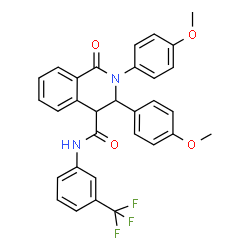 ChemSpider 2D Image | 2,3-Bis(4-methoxyphenyl)-1-oxo-N-[3-(trifluoromethyl)phenyl]-1,2,3,4-tetrahydro-4-isoquinolinecarboxamide | C31H25F3N2O4