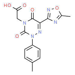 ChemSpider 2D Image | [6-(5-Methyl-1,2,4-oxadiazol-3-yl)-2-(4-methylphenyl)-3,5-dioxo-2,5-dihydro-1,2,4-triazin-4(3H)-yl]acetic acid | C15H13N5O5