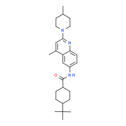 ChemSpider 2D Image | N-[4-Methyl-2-(4-methyl-1-piperidinyl)-6-quinolinyl]-4-(2-methyl-2-propanyl)cyclohexanecarboxamide | C27H39N3O