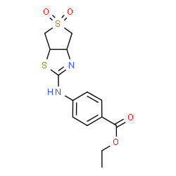 ChemSpider 2D Image | Ethyl 4-[(5,5-dioxido-3a,4,6,6a-tetrahydrothieno[3,4-d][1,3]thiazol-2-yl)amino]benzoate | C14H16N2O4S2