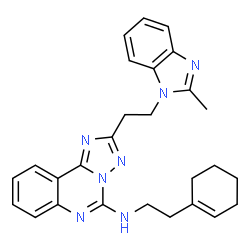 ChemSpider 2D Image | N-[2-(1-Cyclohexen-1-yl)ethyl]-2-[2-(2-methyl-1H-benzimidazol-1-yl)ethyl][1,2,4]triazolo[1,5-c]quinazolin-5-amine | C27H29N7