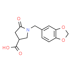 ChemSpider 2D Image | 1-(1,3-Benzodioxol-5-ylmethyl)-5-oxo-3-pyrrolidinecarboxylic acid | C13H13NO5