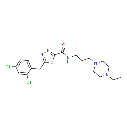 ChemSpider 2D Image | 5-(2,4-Dichlorobenzyl)-N-[3-(4-ethyl-1-piperazinyl)propyl]-1,3,4-oxadiazole-2-carboxamide | C19H25Cl2N5O2