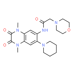 ChemSpider 2D Image | N-[1,4-Dimethyl-2,3-dioxo-7-(1-piperidinyl)-1,2,3,4-tetrahydro-6-quinoxalinyl]-2-(4-morpholinyl)acetamide | C21H29N5O4