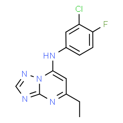 ChemSpider 2D Image | N-(3-Chloro-4-fluorophenyl)-5-ethyl[1,2,4]triazolo[1,5-a]pyrimidin-7-amine | C13H11ClFN5