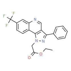 ChemSpider 2D Image | Ethyl [3-phenyl-7-(trifluoromethyl)-1H-pyrazolo[4,3-c]quinolin-1-yl]acetate | C21H16F3N3O2