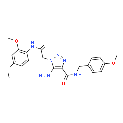 ChemSpider 2D Image | 5-Amino-1-{2-[(2,4-dimethoxyphenyl)amino]-2-oxoethyl}-N-(4-methoxybenzyl)-1H-1,2,3-triazole-4-carboxamide | C21H24N6O5