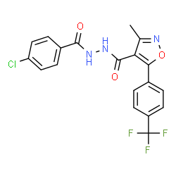 ChemSpider 2D Image | N'4-(4-chlorobenzoyl)-3-methyl-5-[4-(trifluoromethyl)phenyl]isoxazole-4-carbohydrazide | C19H13ClF3N3O3