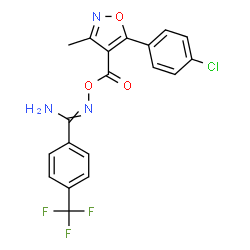 ChemSpider 2D Image | O1-{[5-(4-chlorophenyl)-3-methylisoxazol-4-yl]carbonyl}-4-(trifluoromethyl)benzene-1-carbohydroximamide | C19H13ClF3N3O3