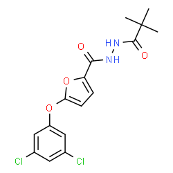 ChemSpider 2D Image | 5-(3,5-Dichlorophenoxy)-N'-(2,2-dimethylpropanoyl)-2-furohydrazide | C16H16Cl2N2O4