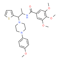 ChemSpider 2D Image | 3,4,5-Trimethoxy-N-{1-[4-(4-methoxyphenyl)-1-piperazinyl]-1-(2-thienyl)-2-propanyl}benzamide | C28H35N3O5S