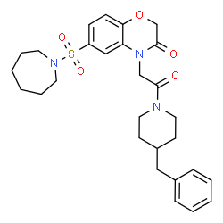 ChemSpider 2D Image | 6-(1-Azepanylsulfonyl)-4-[2-(4-benzyl-1-piperidinyl)-2-oxoethyl]-2H-1,4-benzoxazin-3(4H)-one | C28H35N3O5S
